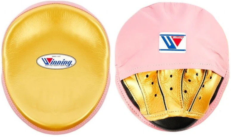 Winning Oval Curved Punch Mitts - Gold · Pink
